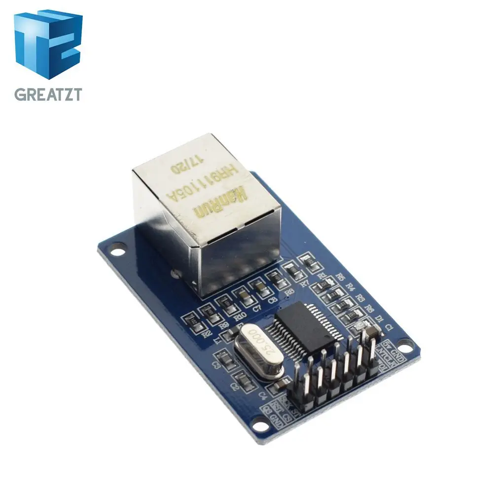 GREATZT ENC28J60/ENC28J60(мини версия) LAN Ethernet сетевой модуль 25 МГц кристалл AVR 51 LPC STM32 3,3 В - Цвет: ENC28J60  LAN