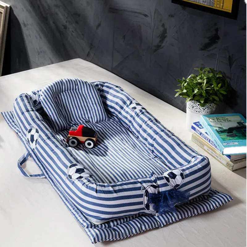 Детская подушка с плоской головкой хлопковая складная переносная кровать для
