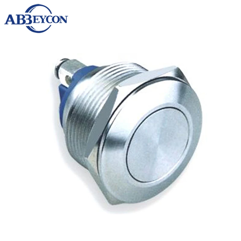 

ABBEYCON 22mm IP67 Stainless Steel Flat Round Head Water Proof Push Button Switch.