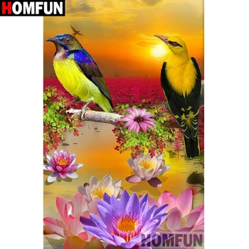 

HOMFUN Full Square/Round Drill 5D DIY Diamond Painting "Birds and flowers" 3D Diamond Embroidery Cross Stitch Home Decor A18955