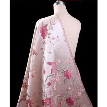 

Good Brocade Fabric French Design Pink Embroidery Silk Jacquard Brocade Fabric Diy Sewing Wedding Cheongsam Dress 143*100cm1pc