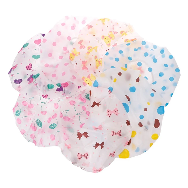 

Waterproof Shower Cap Bath Plastic Hat Elastic Bathing Hair Headwear Lady Salon