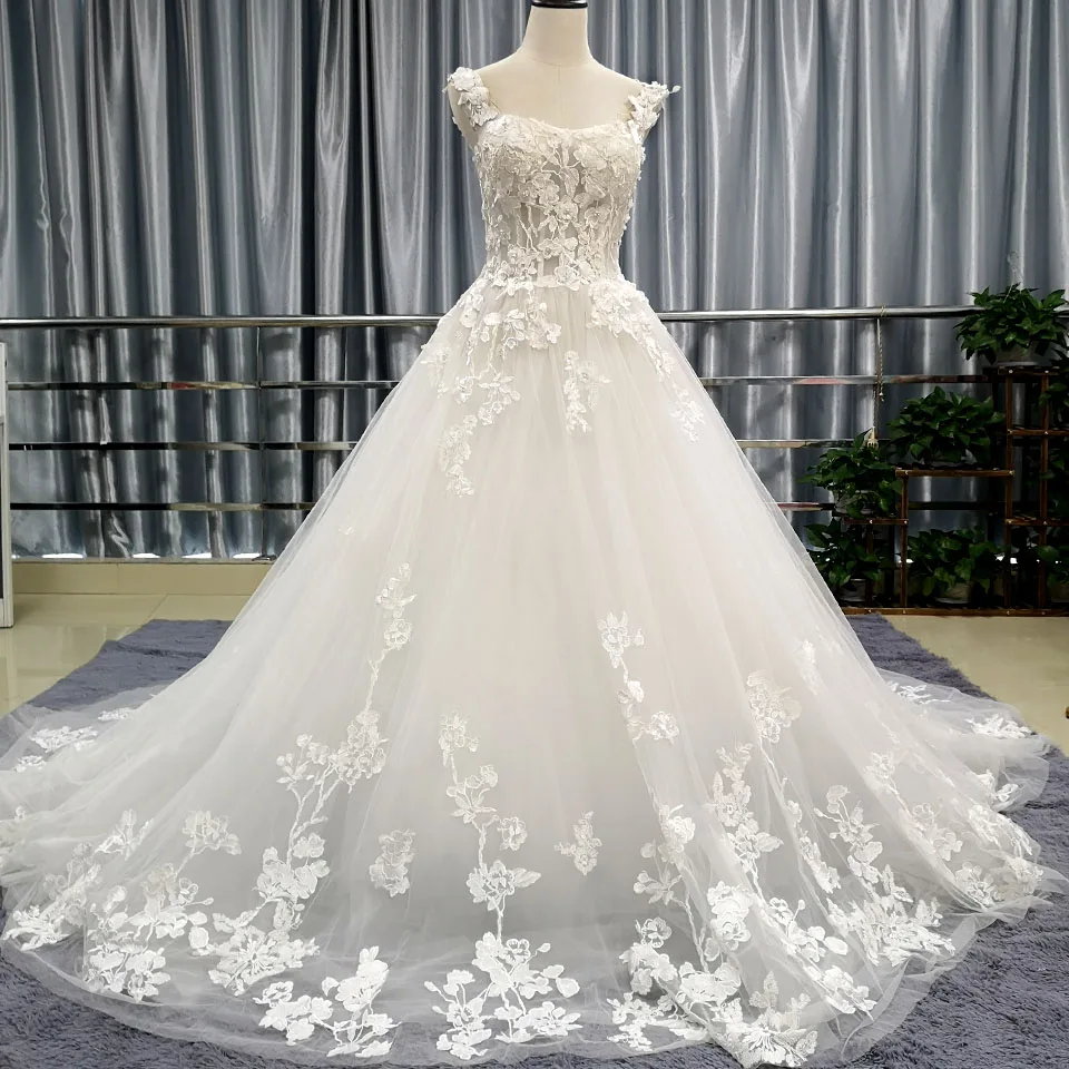 

New Arrival Beautiful Zipper Plus Size Wedding Dress Beaded Sleeveless Bride Dress Vestido de novia