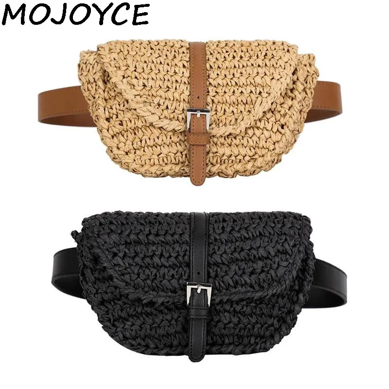 

Newest Fashion Women Semicircle Straw Bags Female Classics Waist bag Fanny Summer Beach Chest Bag Lady Waist Pack