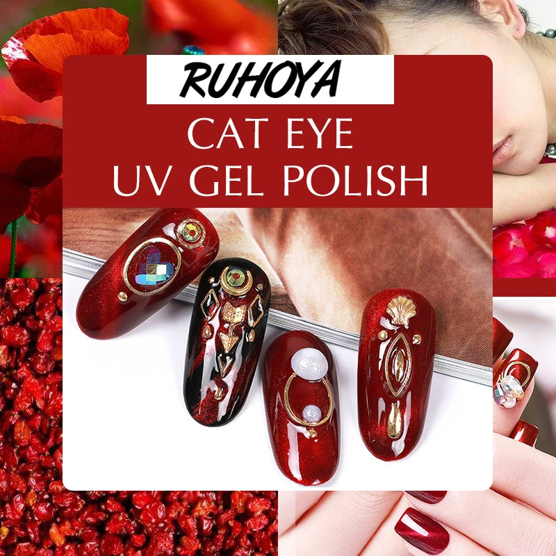 

Ruhoya New Product Cat Eye Gel Nail Polish Soak Off Red Fire Nail Design Gel Varnish Long Lasting Manicure Art Decoration