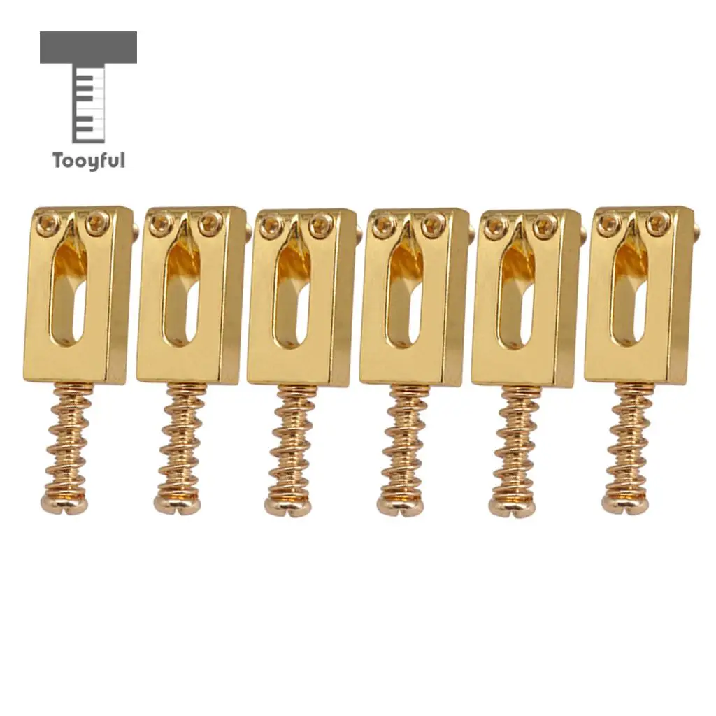 Tooyful 6 Pieces Guitar Tremolo Bridge Locked String Saddles for Electric Guitar Replacement Parts Gold