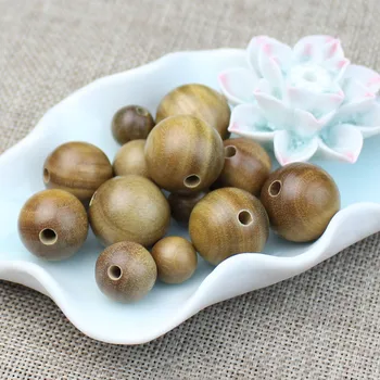 

20pcs/lot Natural Green Wood Beads 6 8 10 12 15 18 20mm Mala Space Sandalwood Beads for Jewelry Findings DIY Charm Accessories