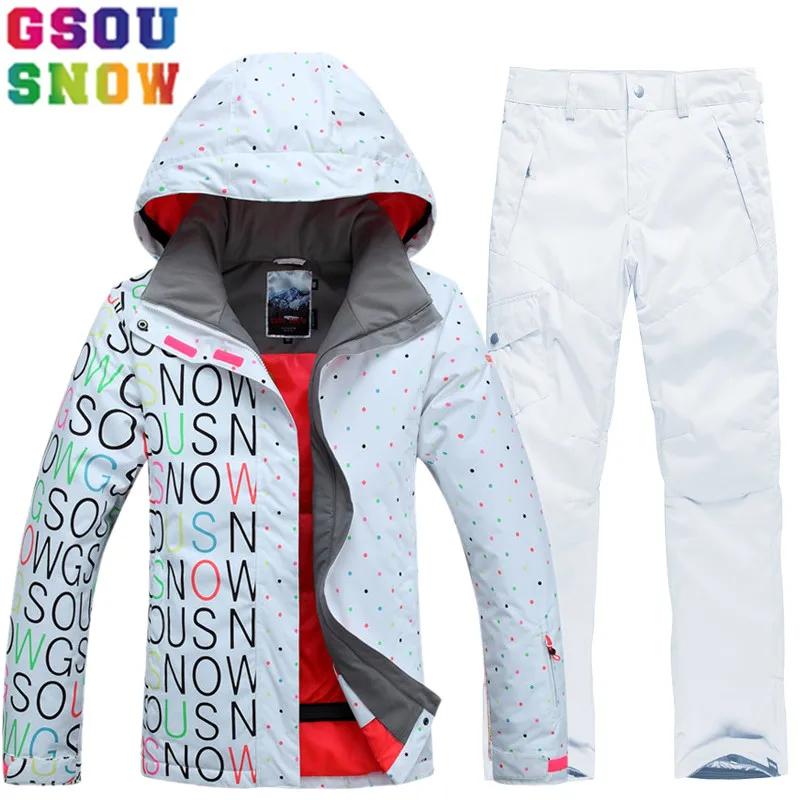 

GSOU SNOW Brand Ski Suit Women Ski Jacket Pants Waterproof Snowboard Sets Mountain Skiing Suit Winter Outdoor Sports Clothing