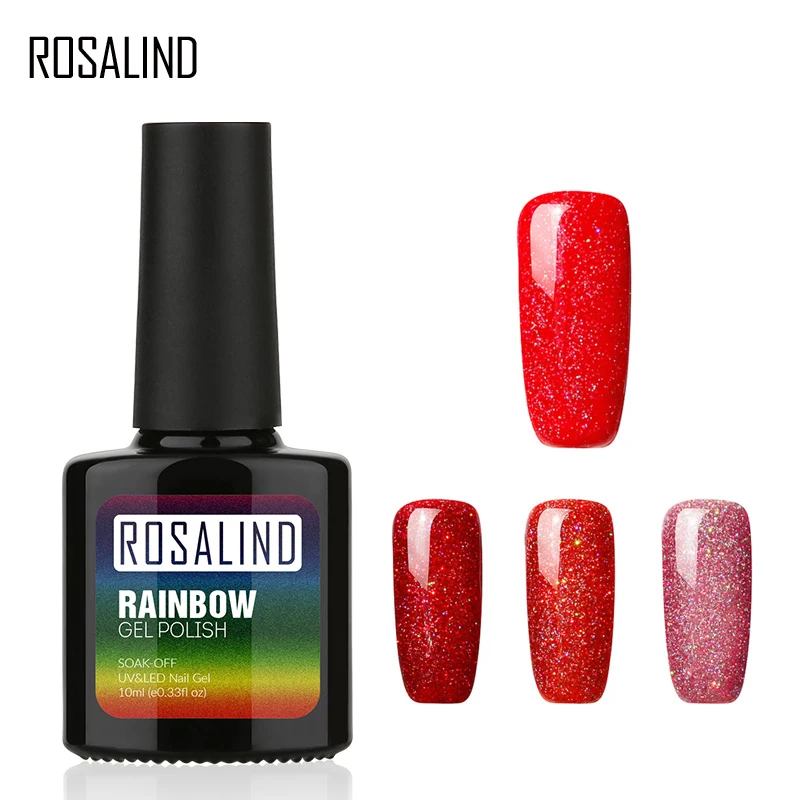 

ROSALIND Gel 1S P+Black Bottle 10ML Rainbow Shimmer R01-29 UV LED Gel Nail Polish Nail Art Semi-Permanent Lacquer