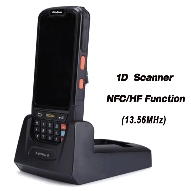 Android 7,0 портативный pos-терминал с NFC UHF RFID считыватель памяти 4 дюйма большой экран терминал данных 1D, 2D лазерный сканер штрих-кода - Цвет: 1D-NFC-Charge Holder