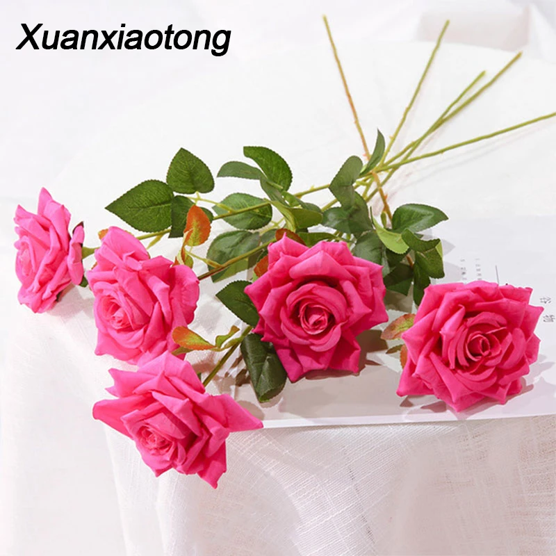 

Xuanxiaotong 11pcs/set Flannel Roses Artificial Flowers Bouquet for Wedding Centerpiece Decoration Romantic party Decor