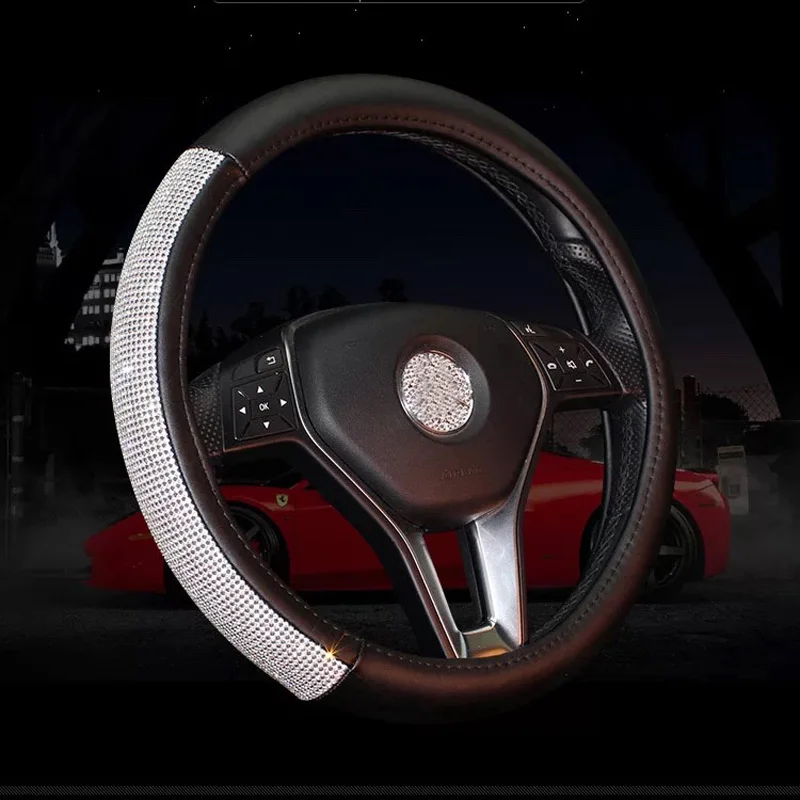 Genuine-Leather-Steering-Wheel-Cover-Crystal-Rhinestones-Car-Steering-wheel-Covers-for-Women-Girls-Auto-Interior-19