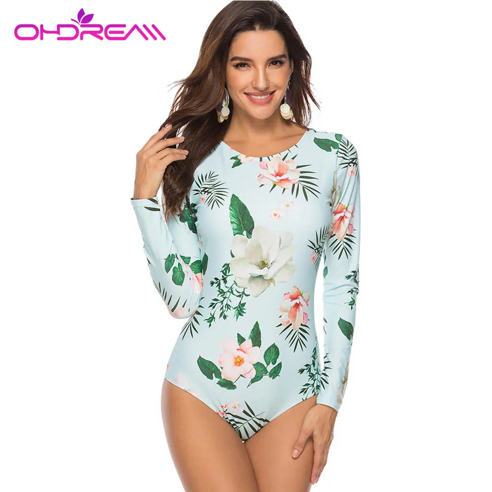 OHDREAM плавание костюм с длинным рукавом для женщин принт одна деталь серфинга