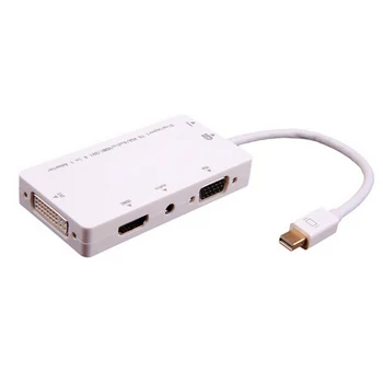 

4 in 1 Mini DP Displayport Thunderbolt + Micro USB Power Port to DVI/HDMI/VGA/Audio Output Female Convertor Adapter Cable 3 in 1
