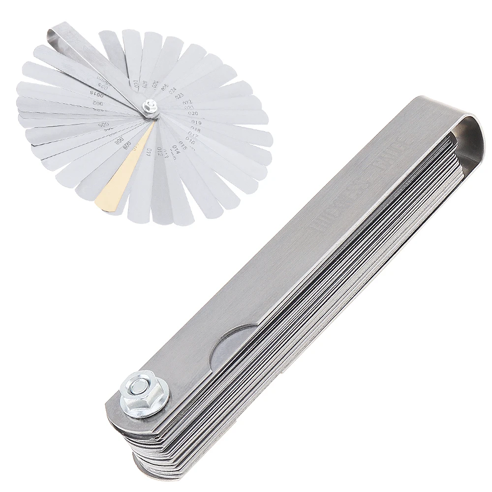  32 Blades Combination Feeler Gauge Tool Metric / Imperial Gapped Filler 0.04-0.88mm Thickness Gauge