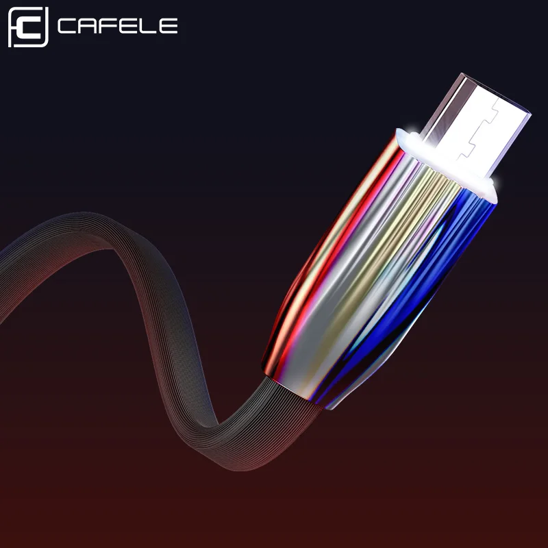

CAFELE LED lighting Micro USB Cable for Android Data Sync Fast Charger Braided Smart USB Data Charger line For samsung huawei