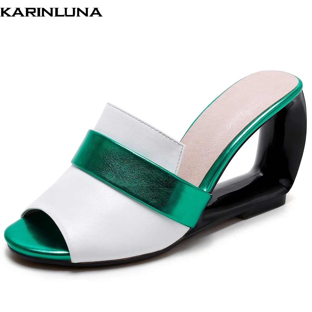 

KarinLuna Fashion Brand Design Big Size 33-43 Peep Toe Summer Pumps Mules Woman Shoes Strange High Heels Shoes Woman Pumps