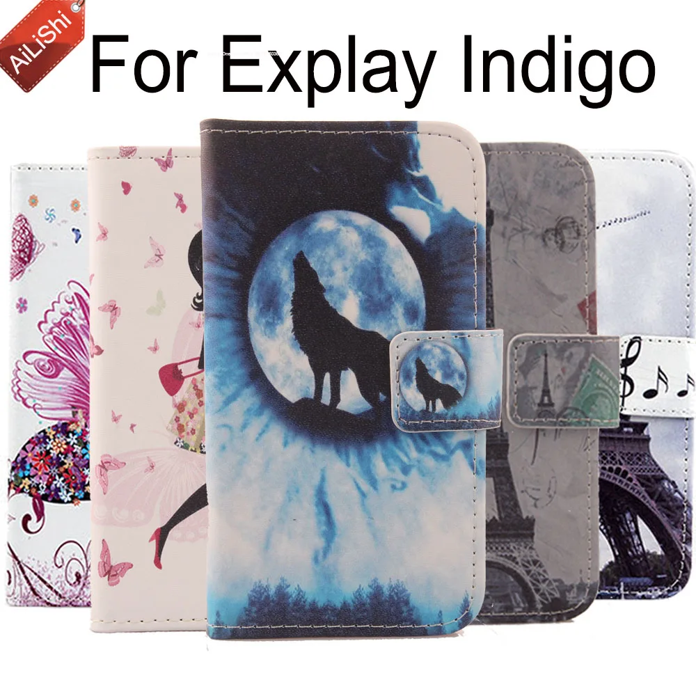 

In Stock With Card Slot For Explay Indigo Wholesale Colorful Painted Patterns PU Flip Cover Skin Cute Cartoon Leather Case
