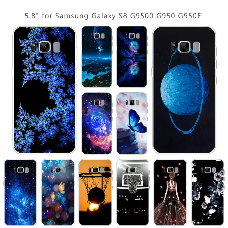 5 8 &quotдля Samsung Galaxy S8 синий прозрачный мягкий силиконовый чехол для G955F G950F Fundas Capa S