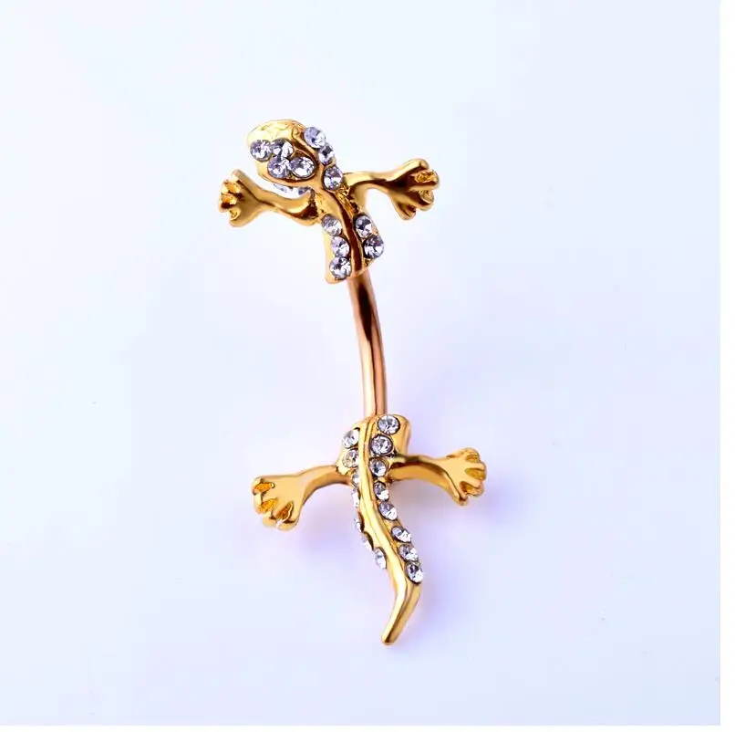 

moda joyas New Arrival Jeweled Lizard Style Belly Button Ring Body Piercing Jewelry Navel Piercing 316L Stainless steel Chain