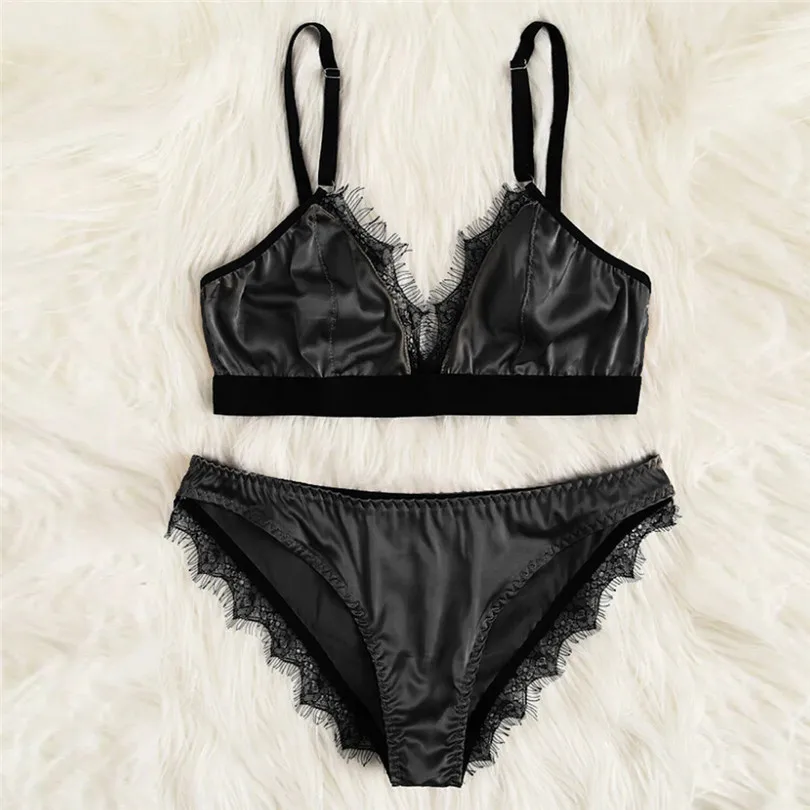 Fashion Women Summer Sexy Satin Lace Lingerie Casual Daily Nightwear Patchwork Sleepwear Lingerie Underwear Sleepwear Set #4A22 (6)