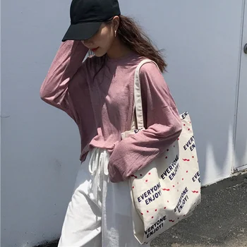 

Canvas Letter Single Shoulder Bag Korean Style Casual Handbag with Strap for Women New