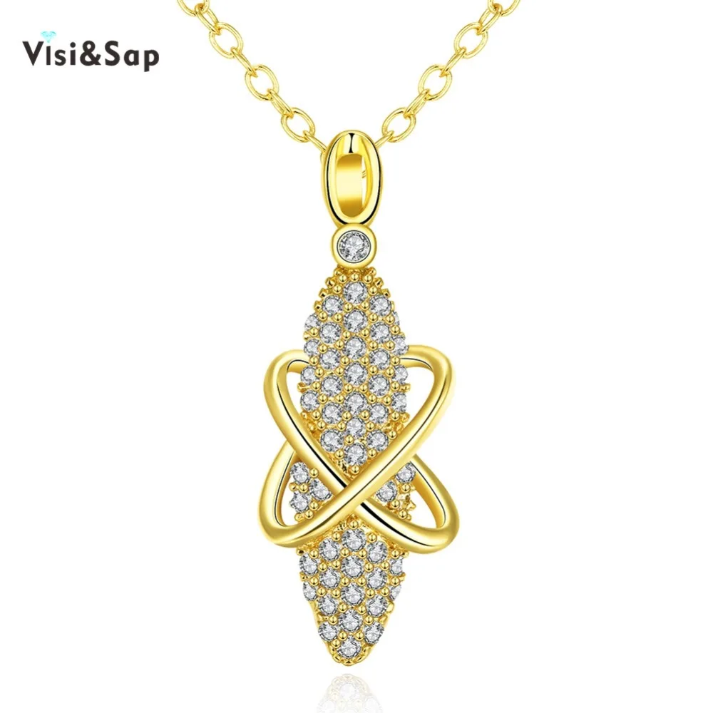 Visisap Dazzling Water Drop Necklaces For Women Link Chains Yellow Gold
