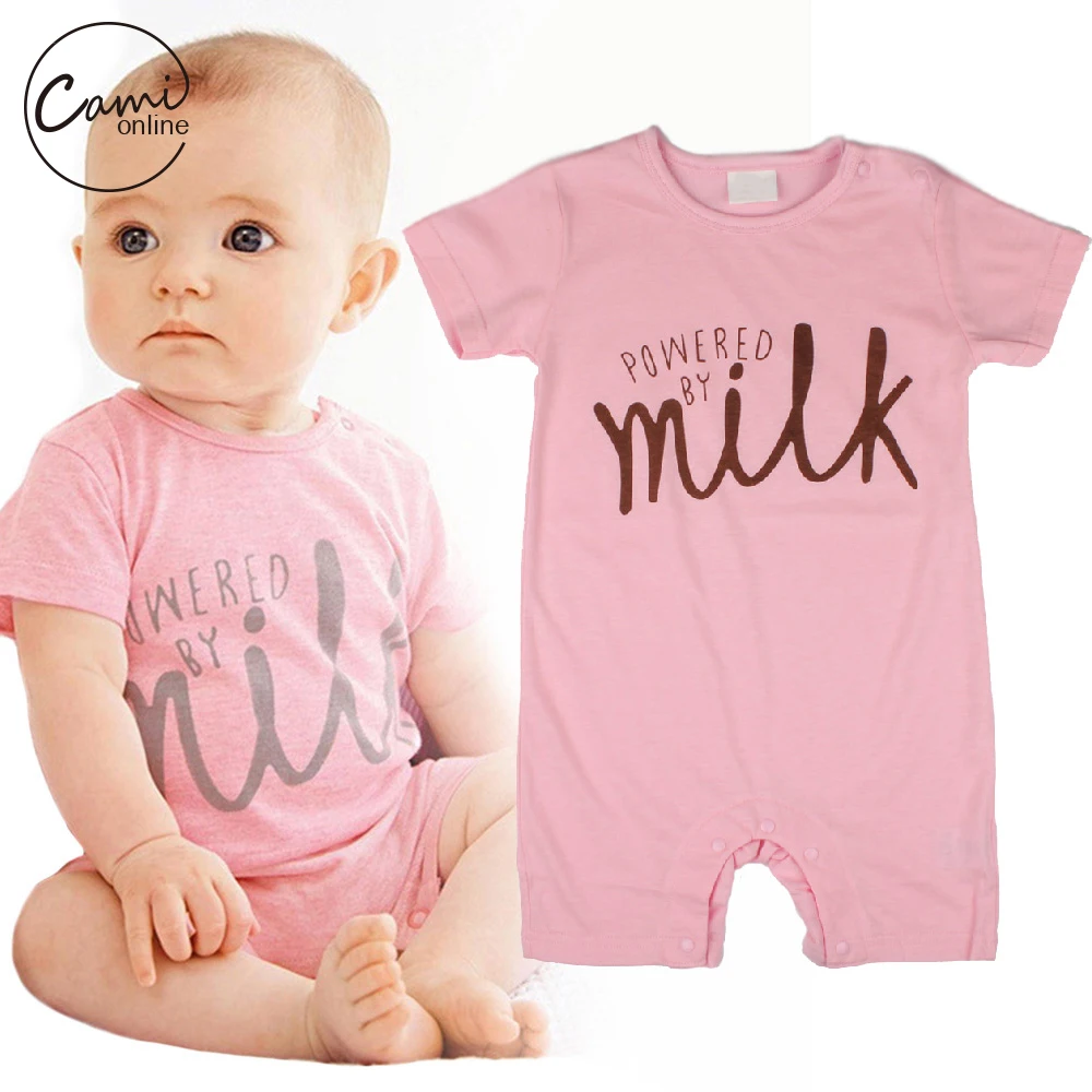 

Cute Baby Letter Romper Milk Print Boys Girls Cotton Short Sleeve Jumpsuit Outfits Newborn Toddler Soft Clothes Infant Clothing