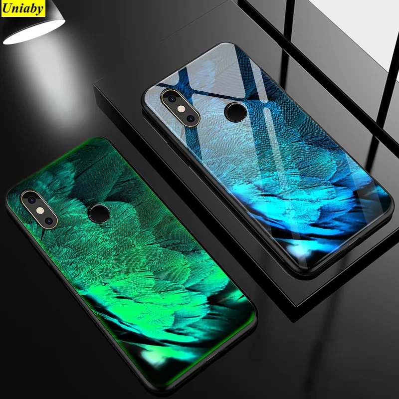 

Unibay Xiaomi mi mix 2S Case Hard Luminous Glow xiaomi mi mix 2 Tempered Glass Back Cover 9H Anti-explode xiaomi mi mix2 mix 2s