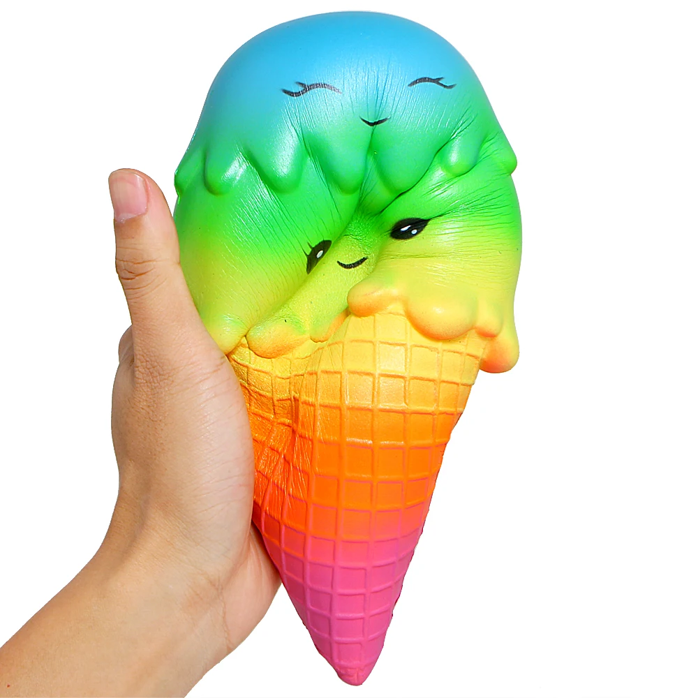 Jumbo мягкое красочное лицо мороженое конус медленно поднимающийся мягкий кальмары крем ароматизированный пакет телефон ремень детский подарок