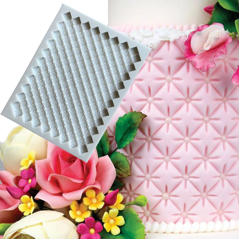 

Mini Continuous Quilting Mould silicone mold high temperature DIY chocolate cake decoration fondant Epoxy silicone mold CakeA097