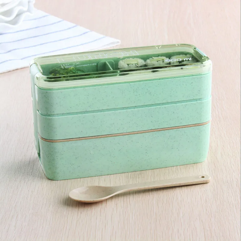 3-Слои микроволновая печь пластмассовая коробка для завтрака для детей для взрослых японского аниме Стиль Bento коробок Портативный лагерь пшеницы Еда контейнер для хранения посуда