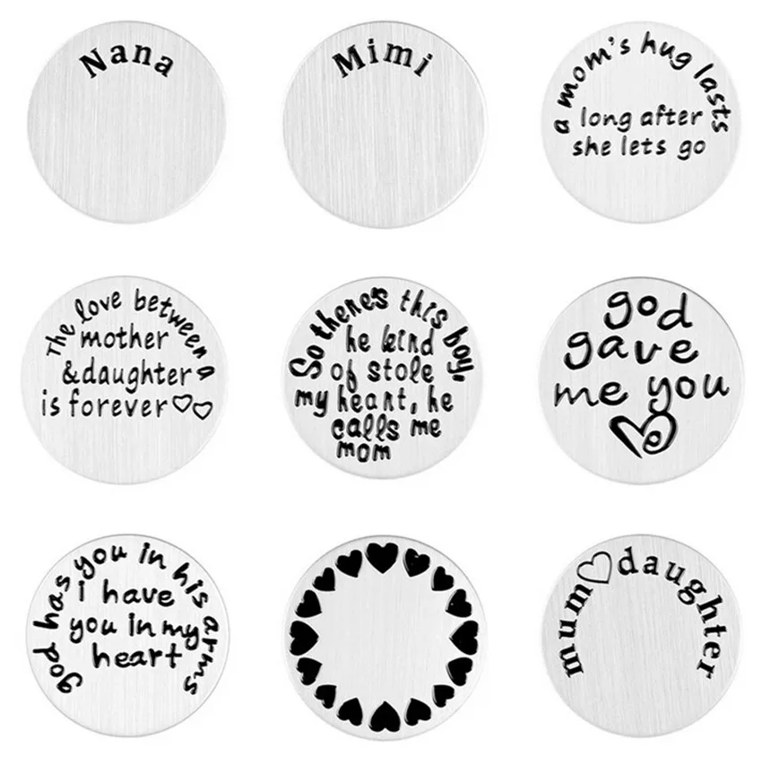 

10PCS Wholesale Stainless Steel Floating Window Plate"Mix style" Round Plates fit 30mm Memory Glass Locket Pendants