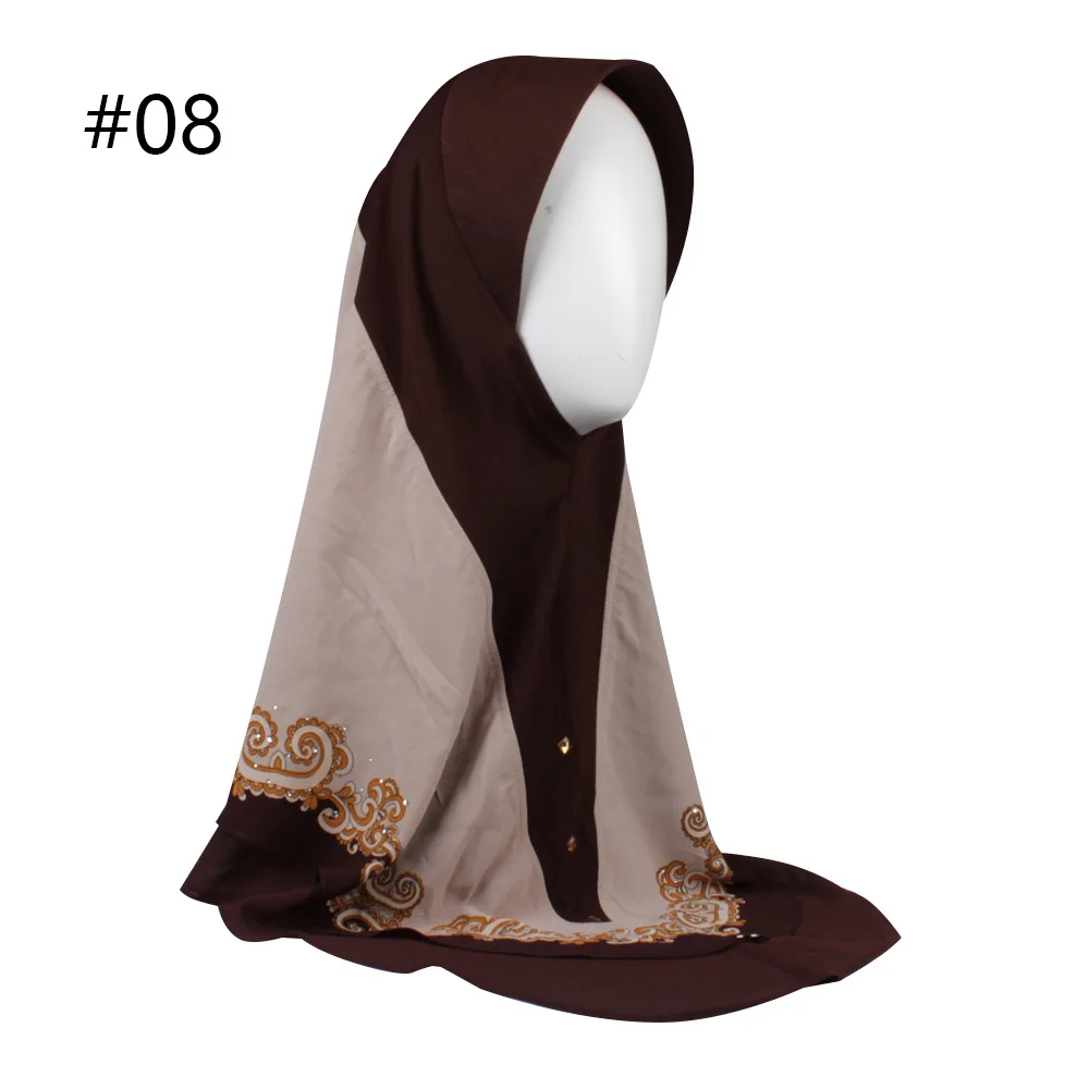 Модный принт в мусульманском стиле шифон мгновенный хиджаб для женщин банданы шарфы с капюшоном обертывания капот шаль платок головной убор абайя Арабский исламский