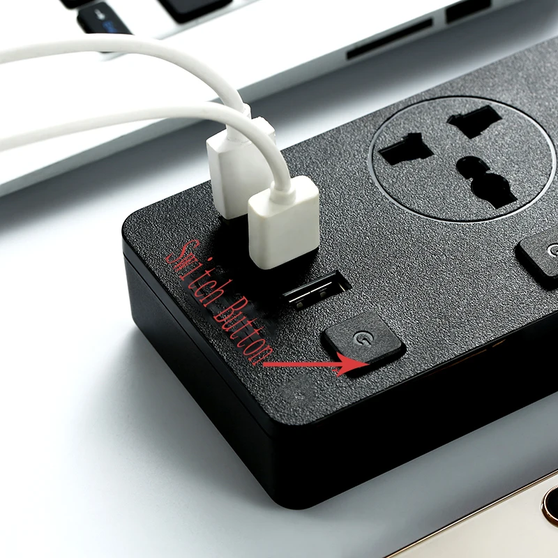 UK Plug power Strip 3 порта USB 3 розетки переменного тока USB настенная розетка умная розетка Кнопка питания 2 м гнездо для шнура удлинителя