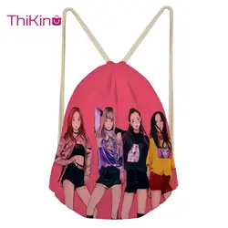 Thikin Blackpink KPopCasual мешок на завязках сумка для женщин дорожный рюкзак для малышей Softback Женская пляжная сумка со шнурком сумка