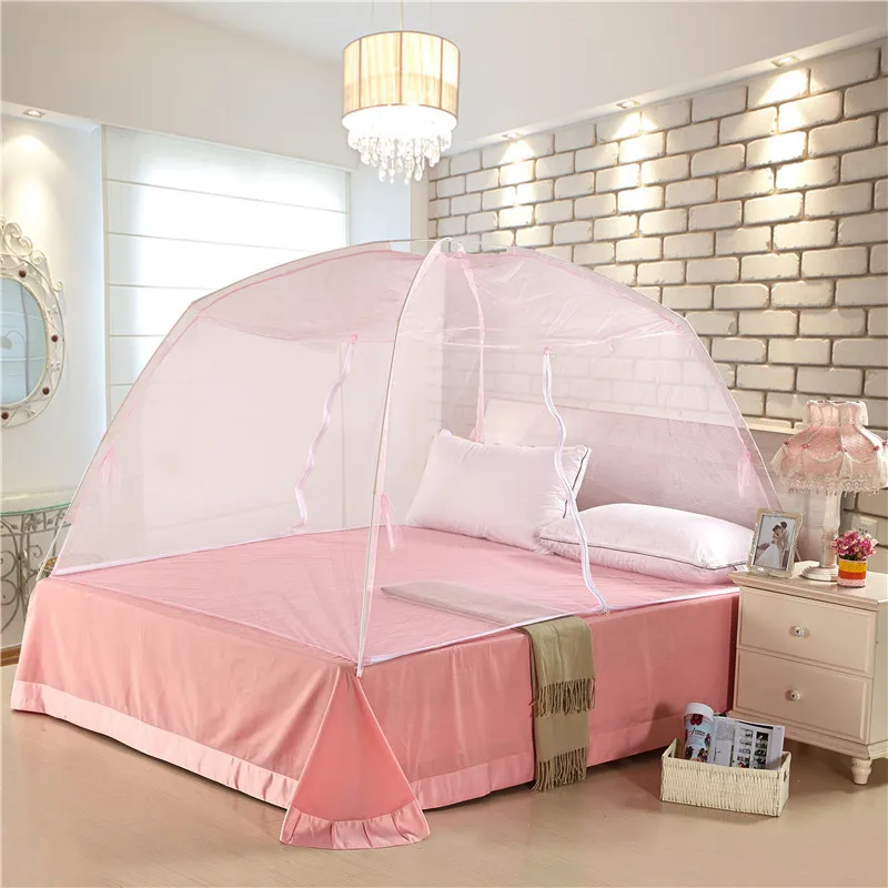 

New Summer Bi-parting Folding Mesh Insect Bed Mongolian Yurt Mosquito Net King/queen Size Bedding Canopy Curtain Dome Tent