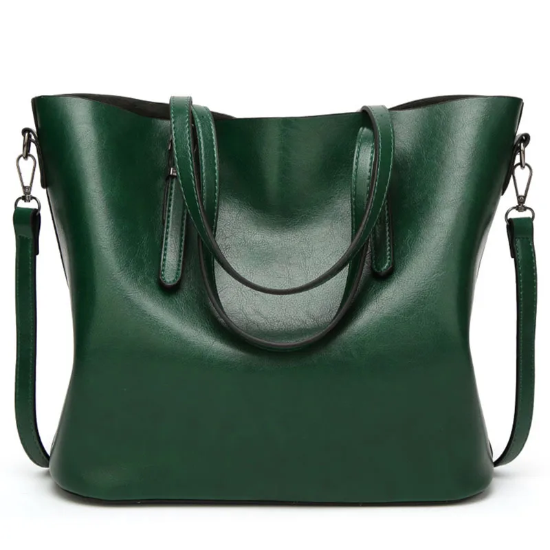 

New Luxury Oil Wax Leather Women bag Casual tote Brand High-grade PU Leather Women's Messenger Shoulder bags Female shoulder bag