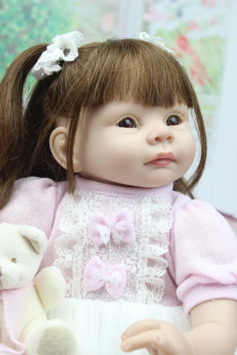 

22 Inches 55CM Lovely Silicone Reborn Baby girl Dolls Realistic Hobbies Handmade Baby Alive Doll For Girls