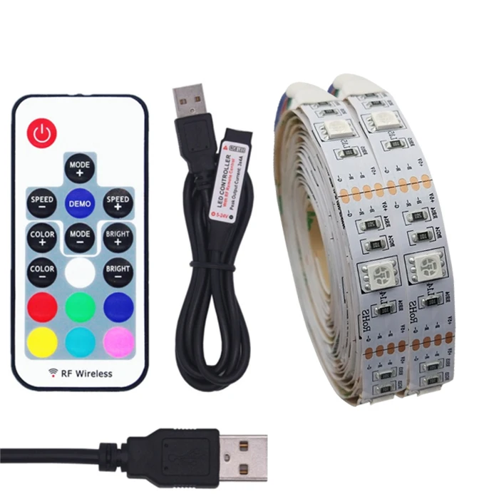

DC 5V USB Led Light Strip 5050 RGB Flexible 50CM 1M 2M with 3 17Key RGB Controller Remote For TV Background Lighting Led Strip
