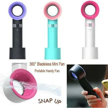 

360° Portable Cool Bladeless Hand Held Cooler Mini USB Cable No Leaf Handy Fan