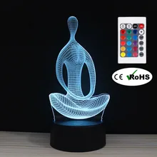 3D Led Novety Lighting Creative Gift Night Light Table Lamp Yoga Meditation Led Home Corridor Hotel Party Atmosphere Lights