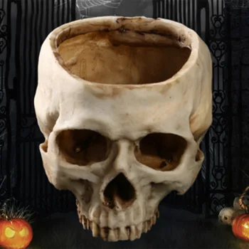 

Plant Flower Pot Resin Skull Flowerpot Statues Green Planter Desk Halloween Party Decoration