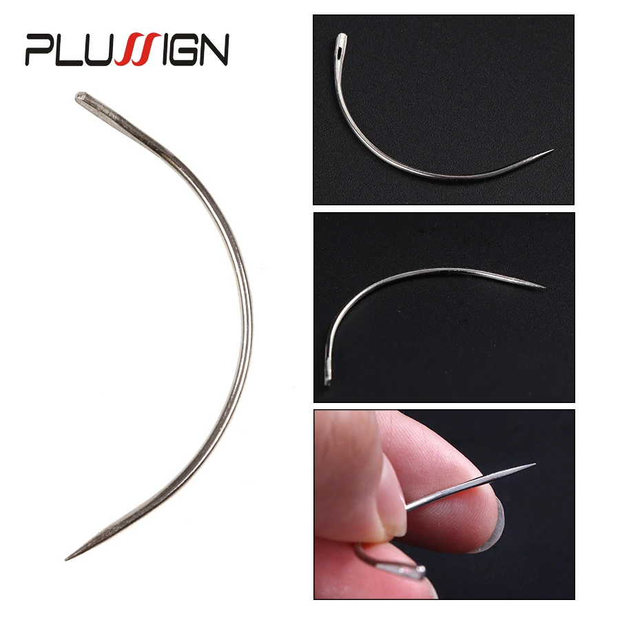 Plussign C Curved Needles Hand Sewing Needles Not Rusty Weaving Hair Extension Needle Modelling And Crafts Sewing Hair Tools hair extensions tool lace wig needles