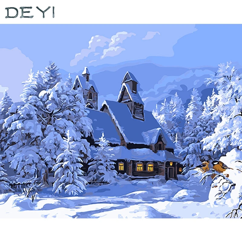 40*50 см ручной картины маслом стены снег декоративное белье paiting по номеру