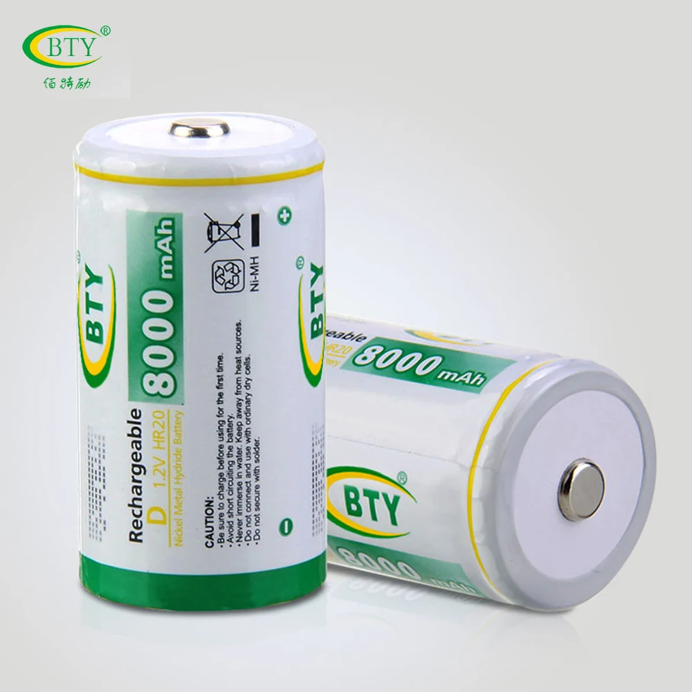 BTY 8000 мАч NIMH размер D аккумуляторная батарея HR20 батареи 1 2 в Ni MH HR 20 Тип D|rechargeable battery|