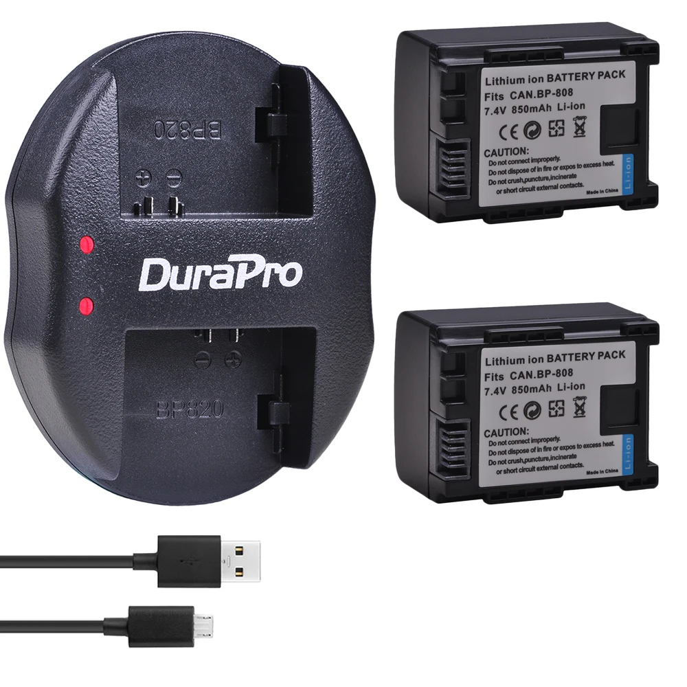 2PC BP-808 BP 808 Rechargeable Battery + Dual USB charger for Canon 827 809 819 820 HFS30 HFM41 HFM400 FS300 FS1 FS22 Camera | Электроника