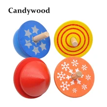 Candywood 4 шт./Партия Детские деревянные игрушки красочные бейблейд спиннинг Топ Смешные Классические игры игрушки для детей