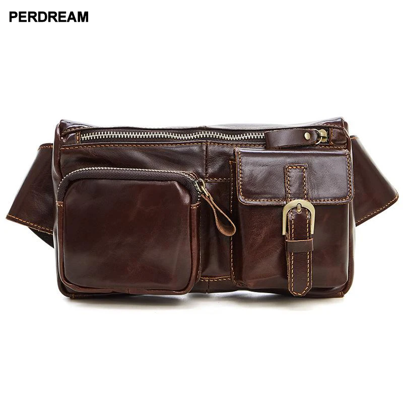 

New leather men'sWaist bag casual outdoor sports oblique chest bag small Fanny top layer cowhide men's bag