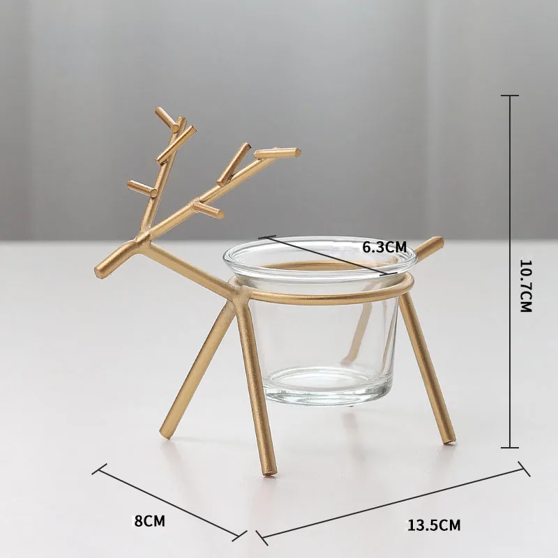 Геометрические олени подсвечники Ароматерапия подсвечник обеденный стол украшение Рождественская вечеринка Нет свечи - Цвет: Gold